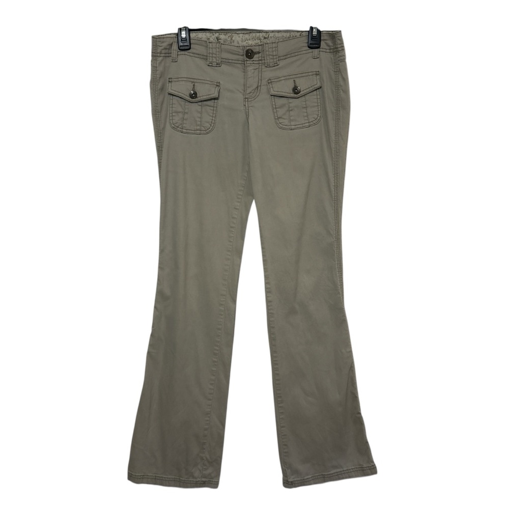 Vintage LEI Tan Low Rise Flare Cargo Pants with Floral Lining - Size 5